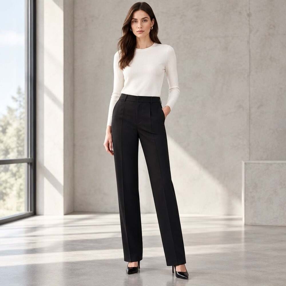 Talbots Trousers Size 10L Black Wool Blend Dress Pants